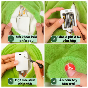 Thú bông mặt xị nằm trên giường