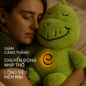Thú bông mặt xị được ôm trong tay