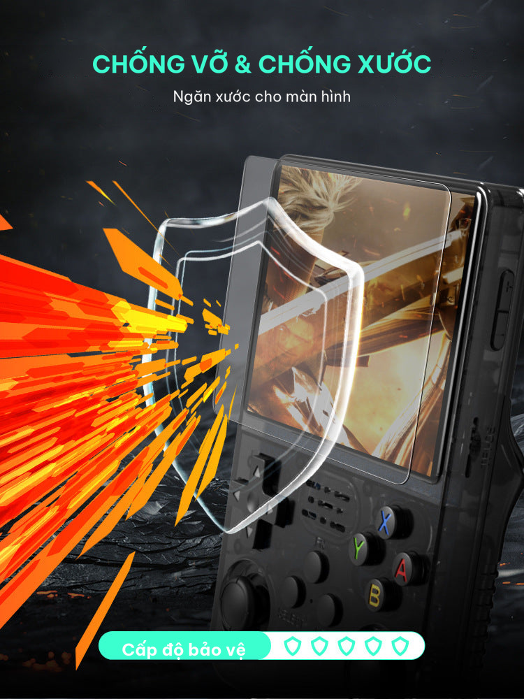 Miếng kính cường lực đặt cạnh máy chơi game