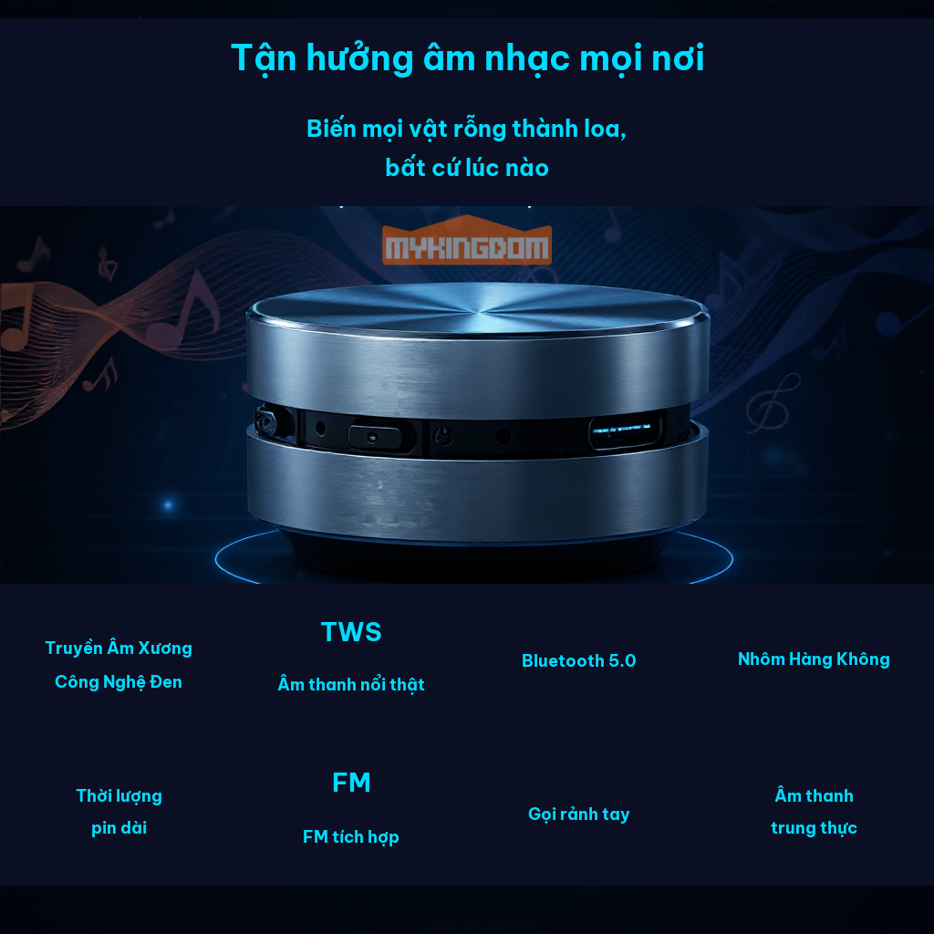 Loa mini bên cạnh cáp sạc USB-C và phụ kiện